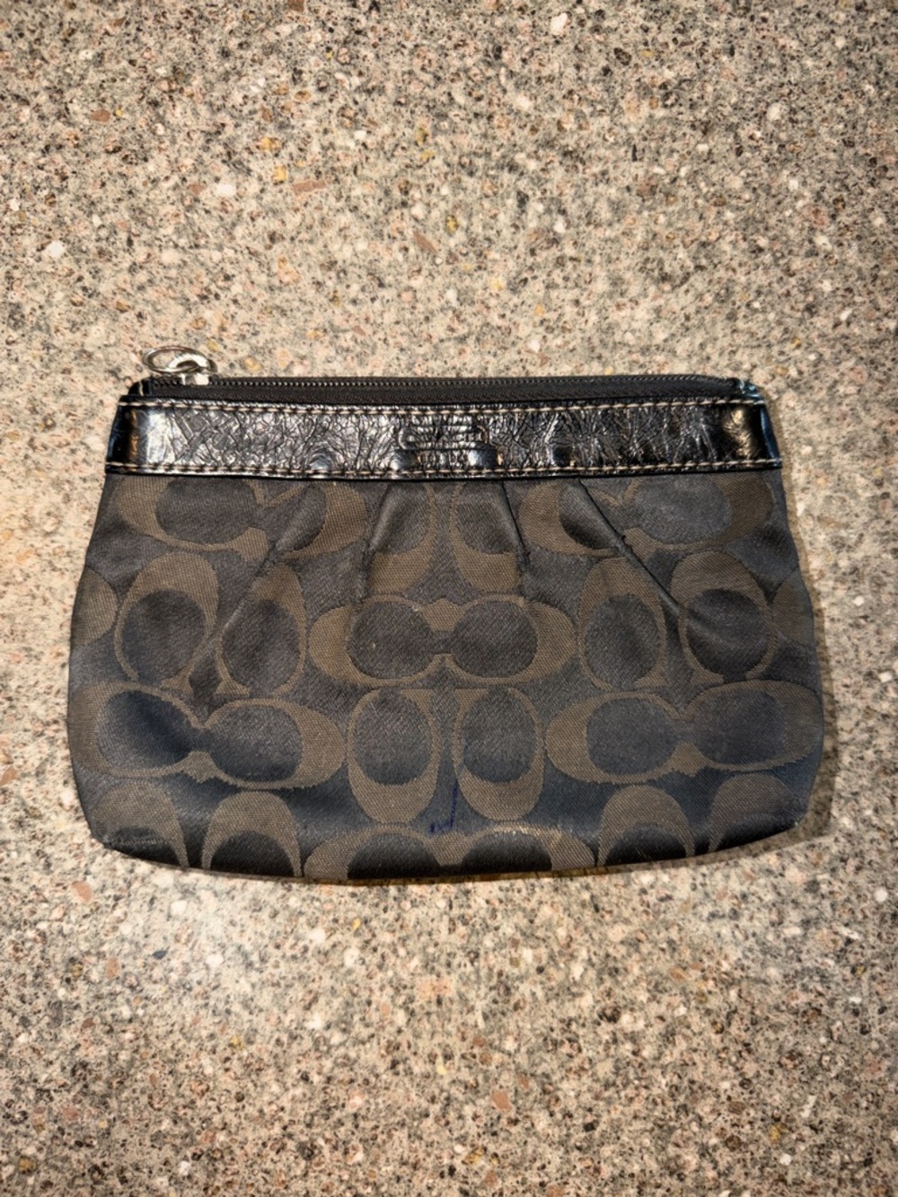 Coach Black Signature Canvas Wristlet Pouch